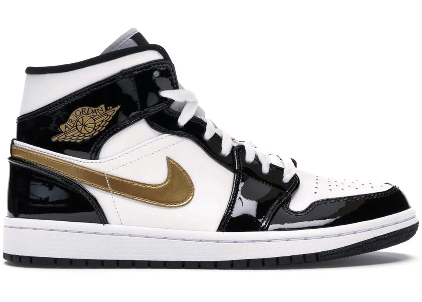 Jordan 1 Mid Patent Black White Gold in Auckland, New Zealand - Shop name