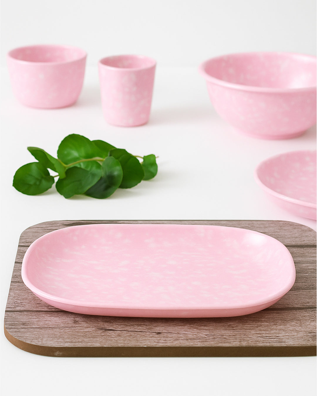 Korean Bunsik Retro Melamine Dish Plate Pink