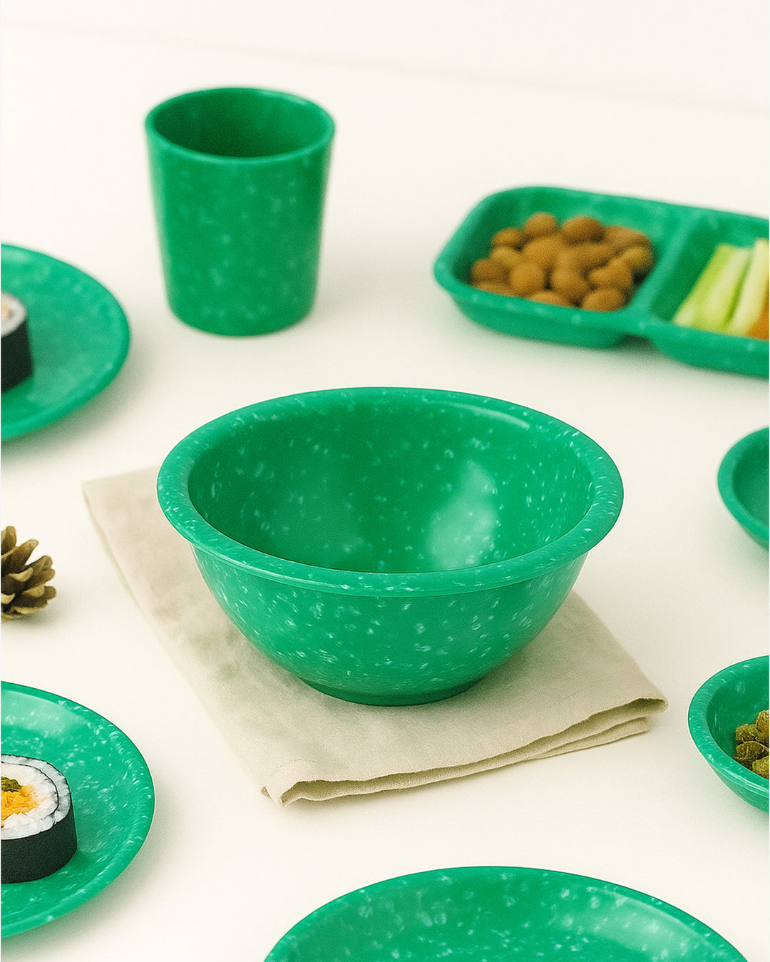 Korean Bunsik Retro Melamine Large Soup Bowl Green