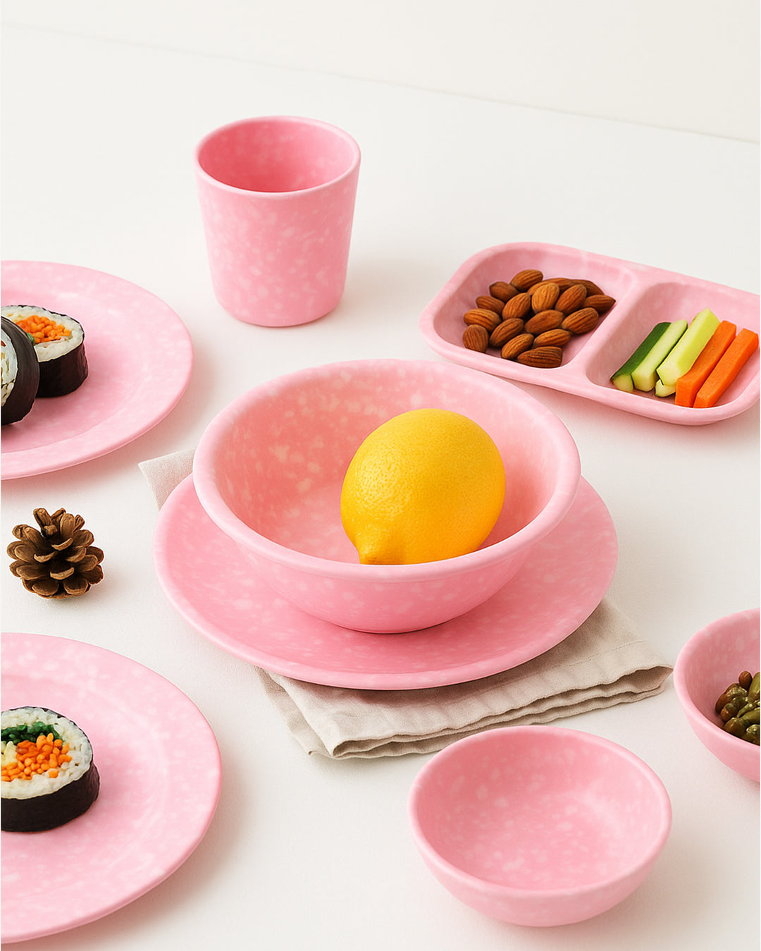 Korean Bunsik Retro Melamine Large Soup Bowl Pink