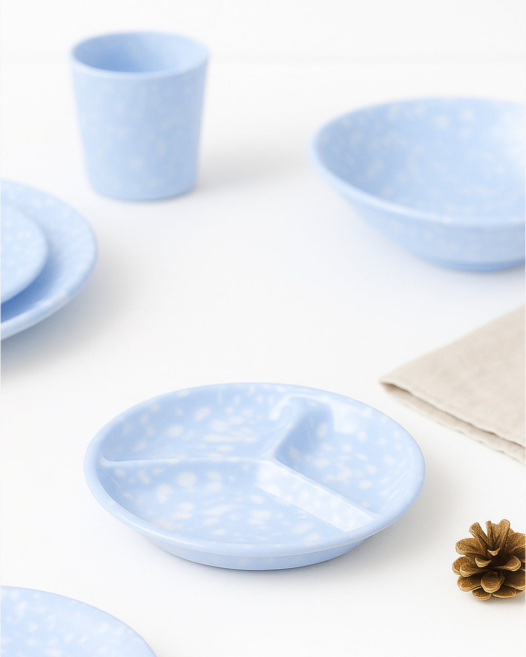 Korean Bunsik Retro Melamine Sharing Plate Blue