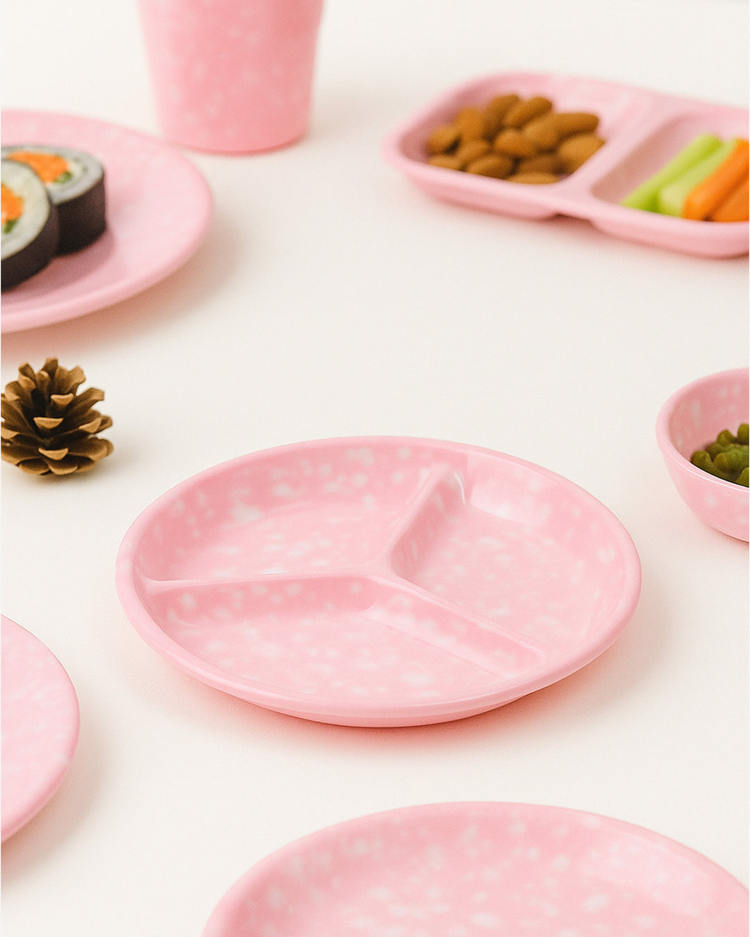 Korean Bunsik Retro Melamine Sharing Plate Pink