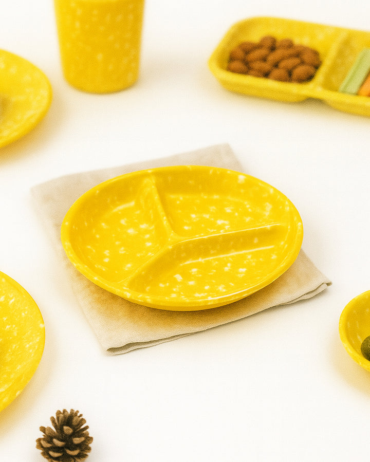 Korean Bunsik Retro Melamine Sharing Plate Yellow