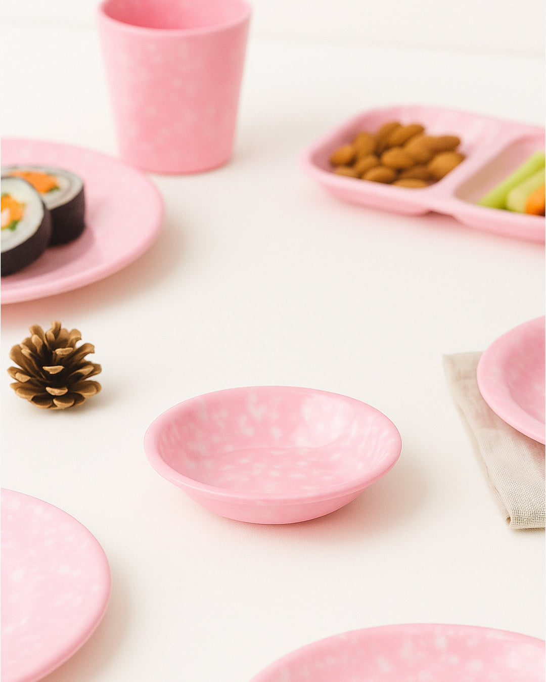 Korean Bunsik Retro Melamine Side Dish Plate Pink