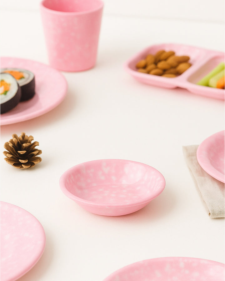 Korean Bunsik Retro Melamine Side Dish Plate Pink