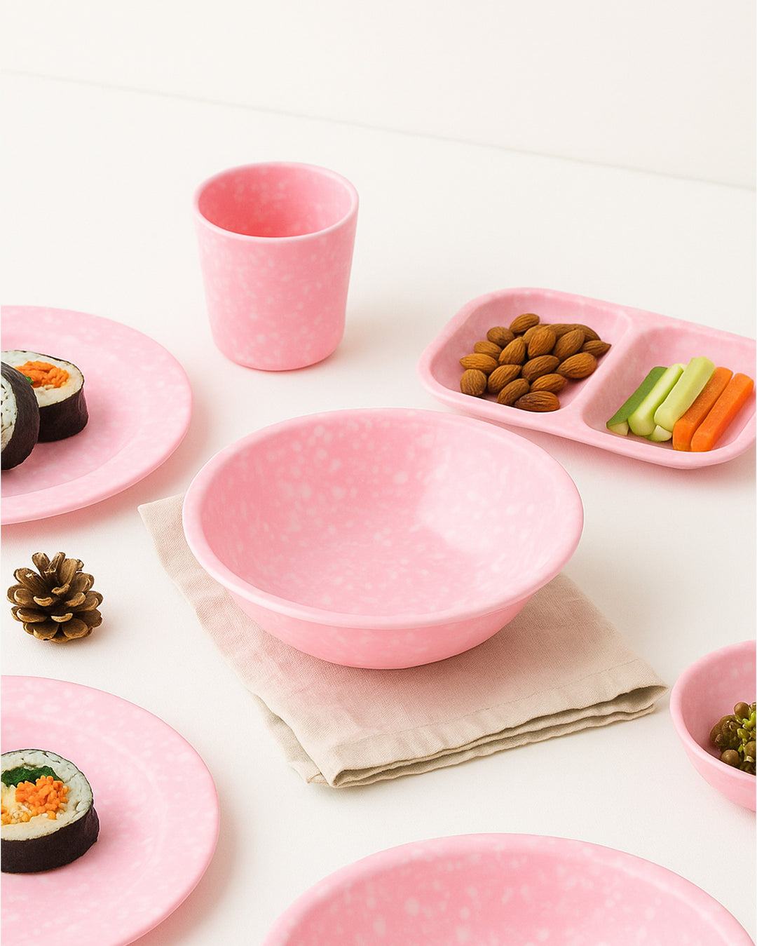 Korean Bunsik Retro Melamine Soup Bowl Pink