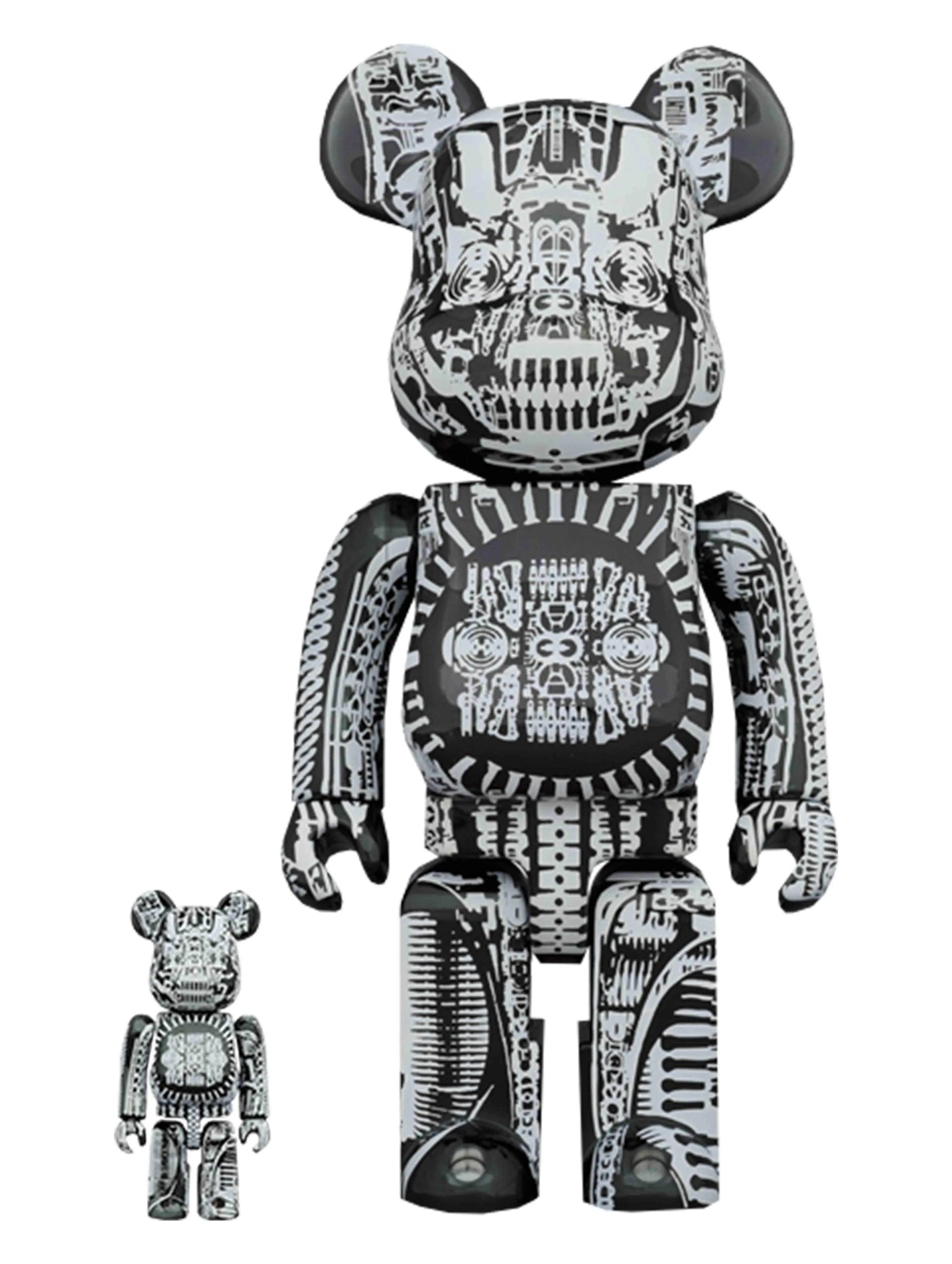 Medicom Toy Be@rbrick H.R. Giger Black Chrome 100% & 400% Set Prior