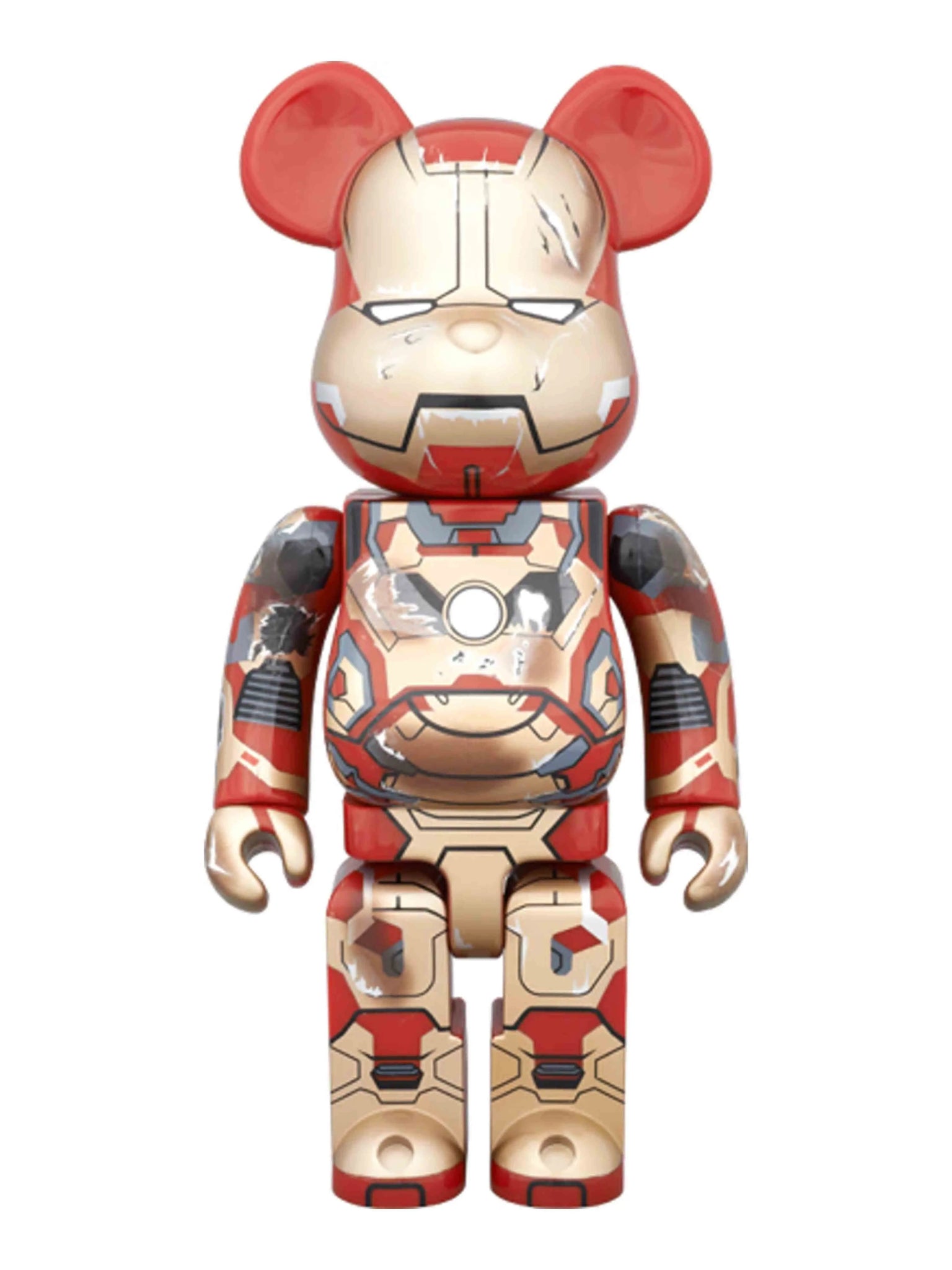 Medicom Toy Be@rbrick X Iron Man Mark XLII Damaged Ver. 400% Gold Prior