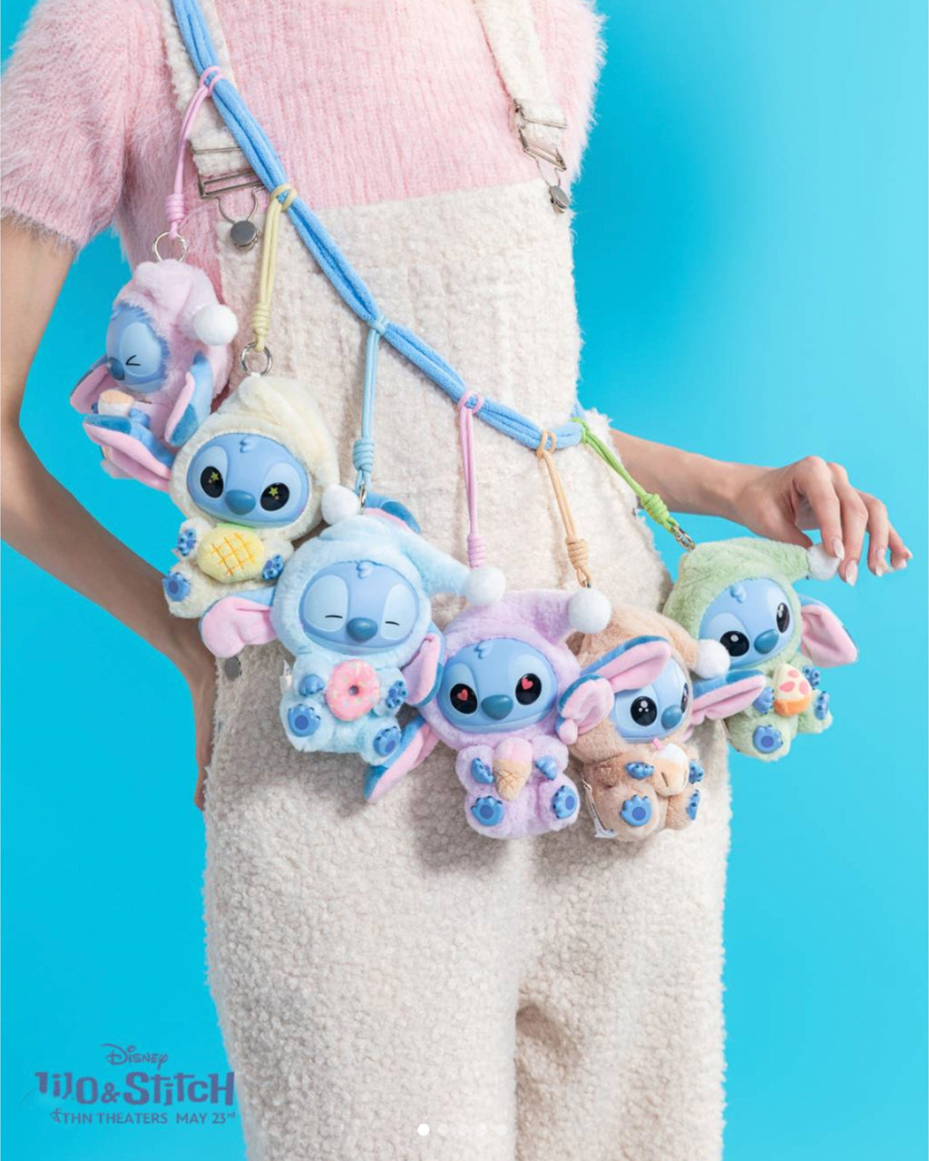 Miniso Top Toy Disney Stich Eating Something Before Sleep Plush Keychain Single Blind Box