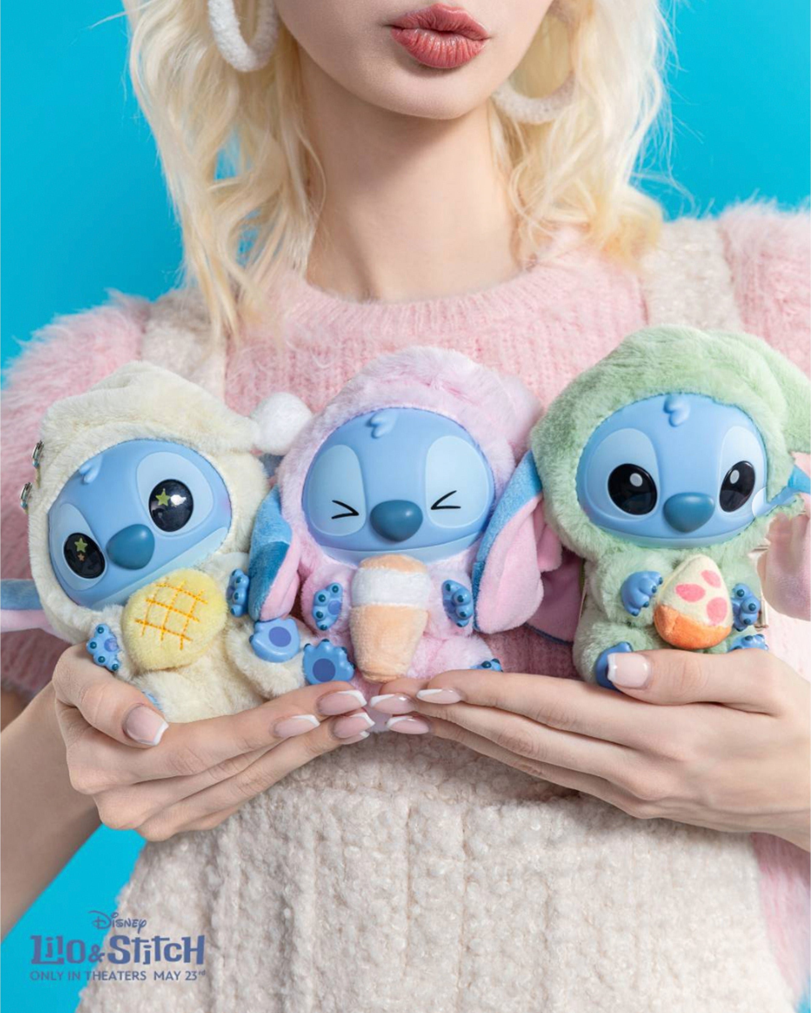 Miniso Top Toy Disney Stich Eating Something Before Sleep Plush Keychain Sealed Case (6 Blind Box)