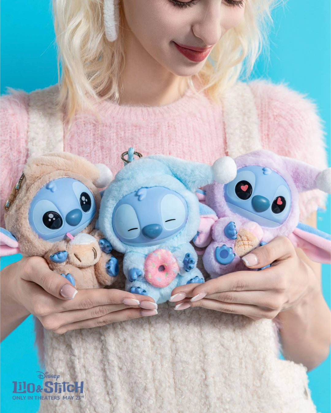 Miniso Top Toy Disney Stich Eating Something Before Sleep Plush Keychain Single Blind Box