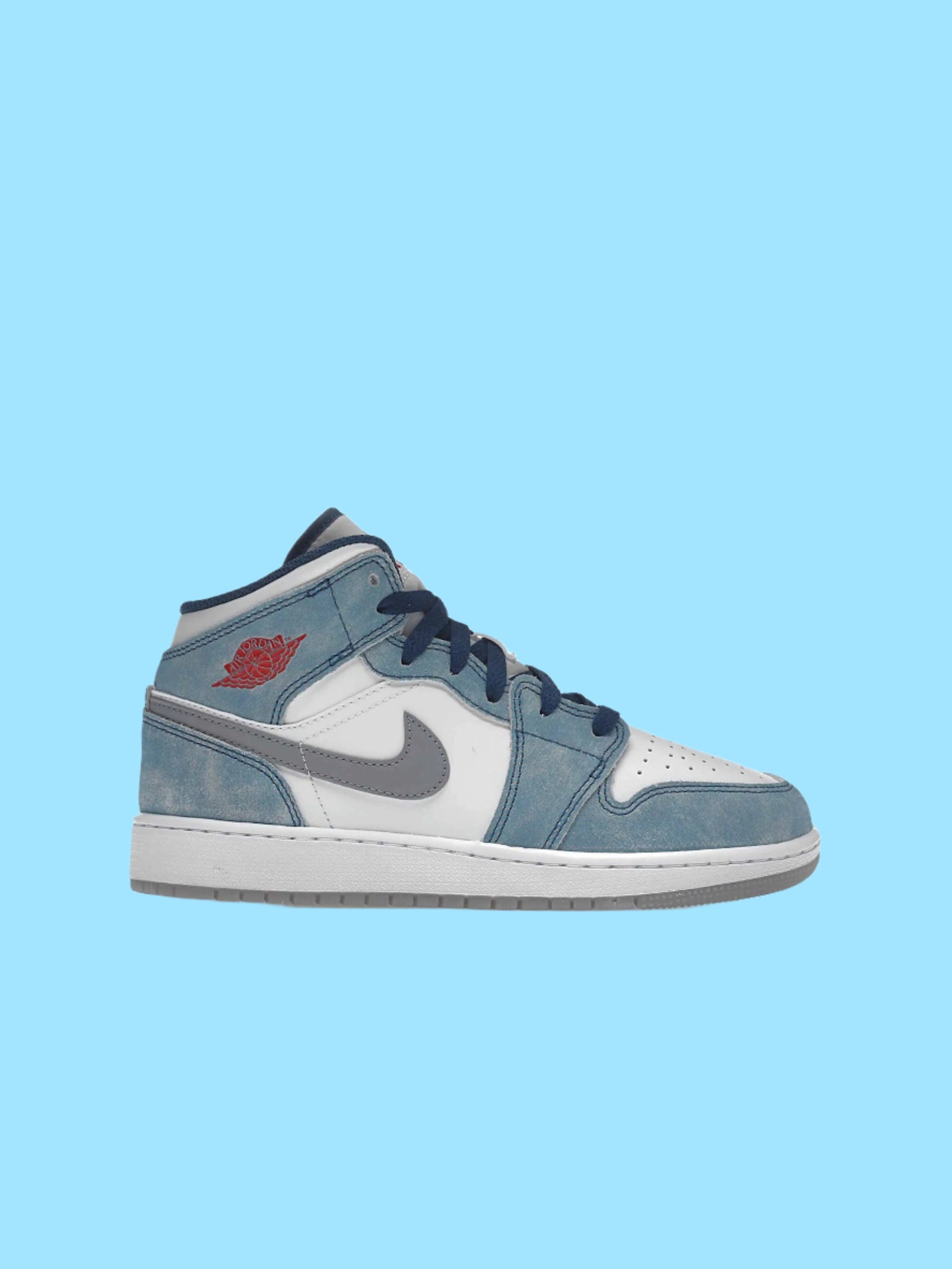 Nike Air Jordan 1 Mid French Blue Fire Red (GS) Prior