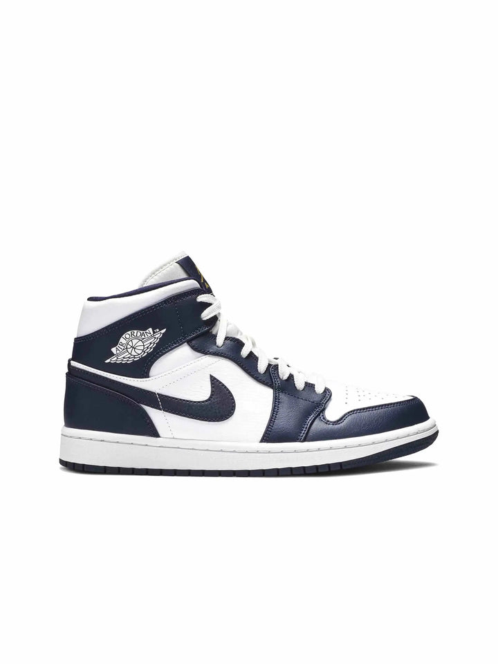 Nike Air Jordan 1 Mid White Metallic Gold Obsidian Prior