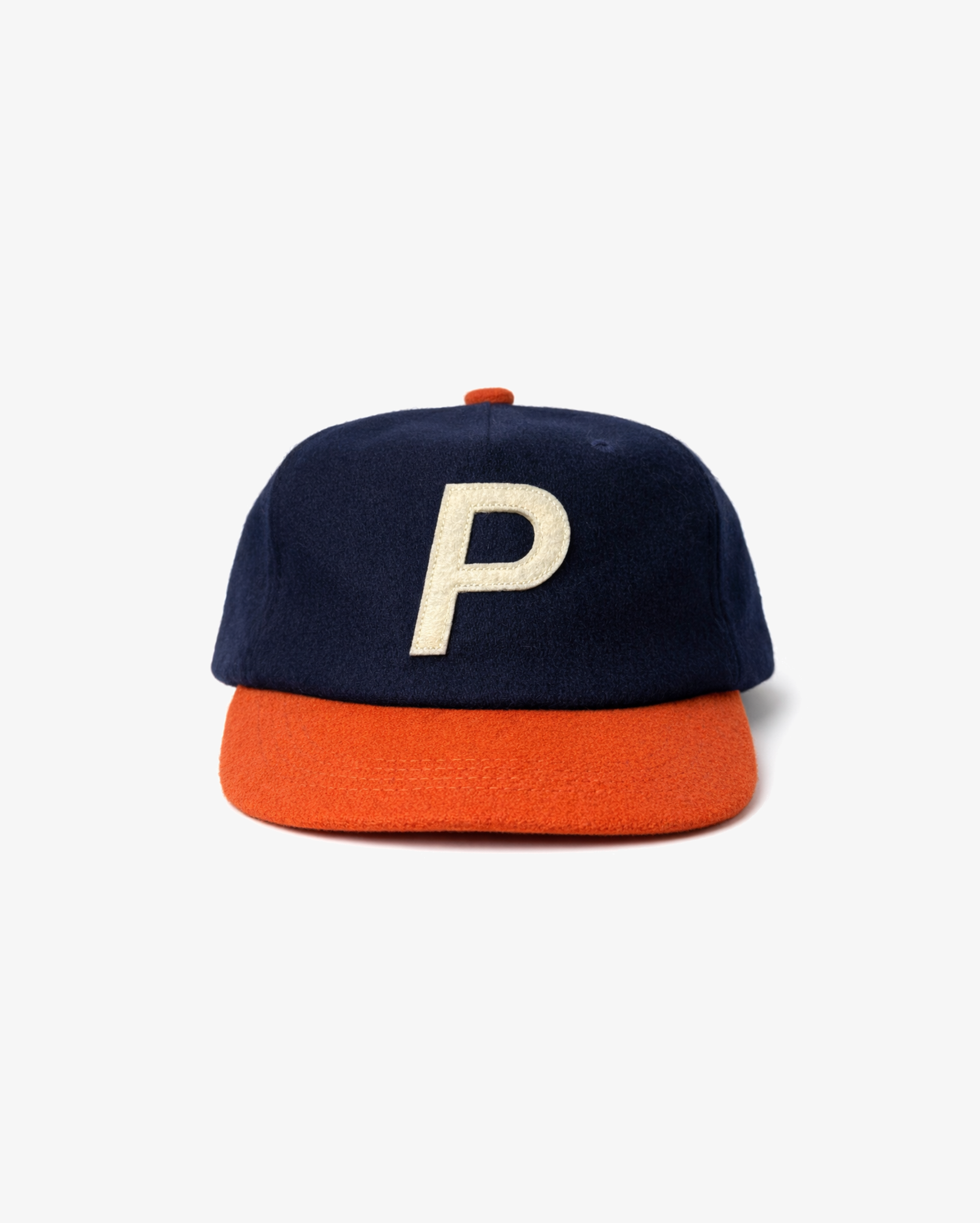 P Logo Wool 5 Panel Hat Navy / Burnt Orange