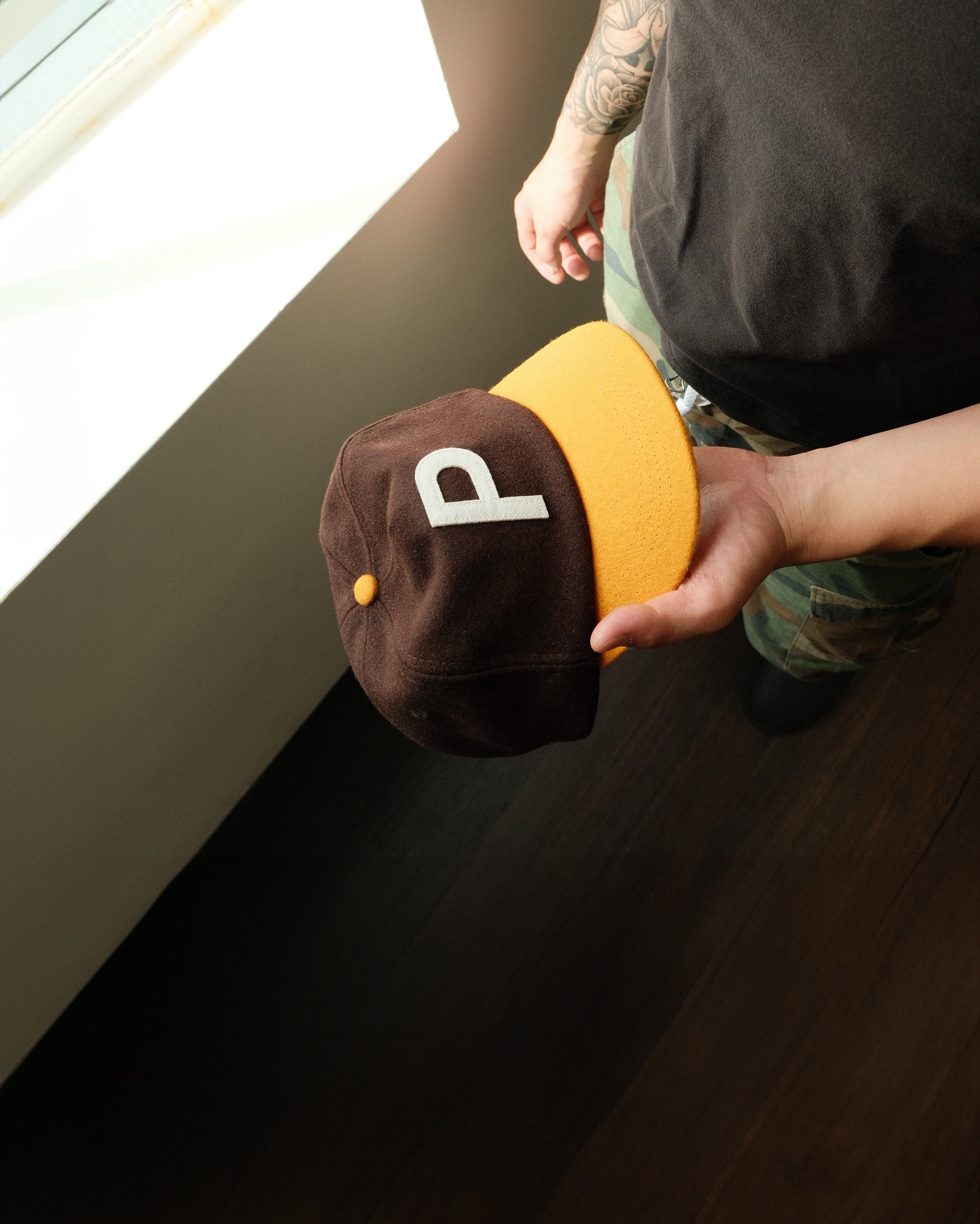 P Logo Wool 5 Panel Hat Brown / Golden Ochre