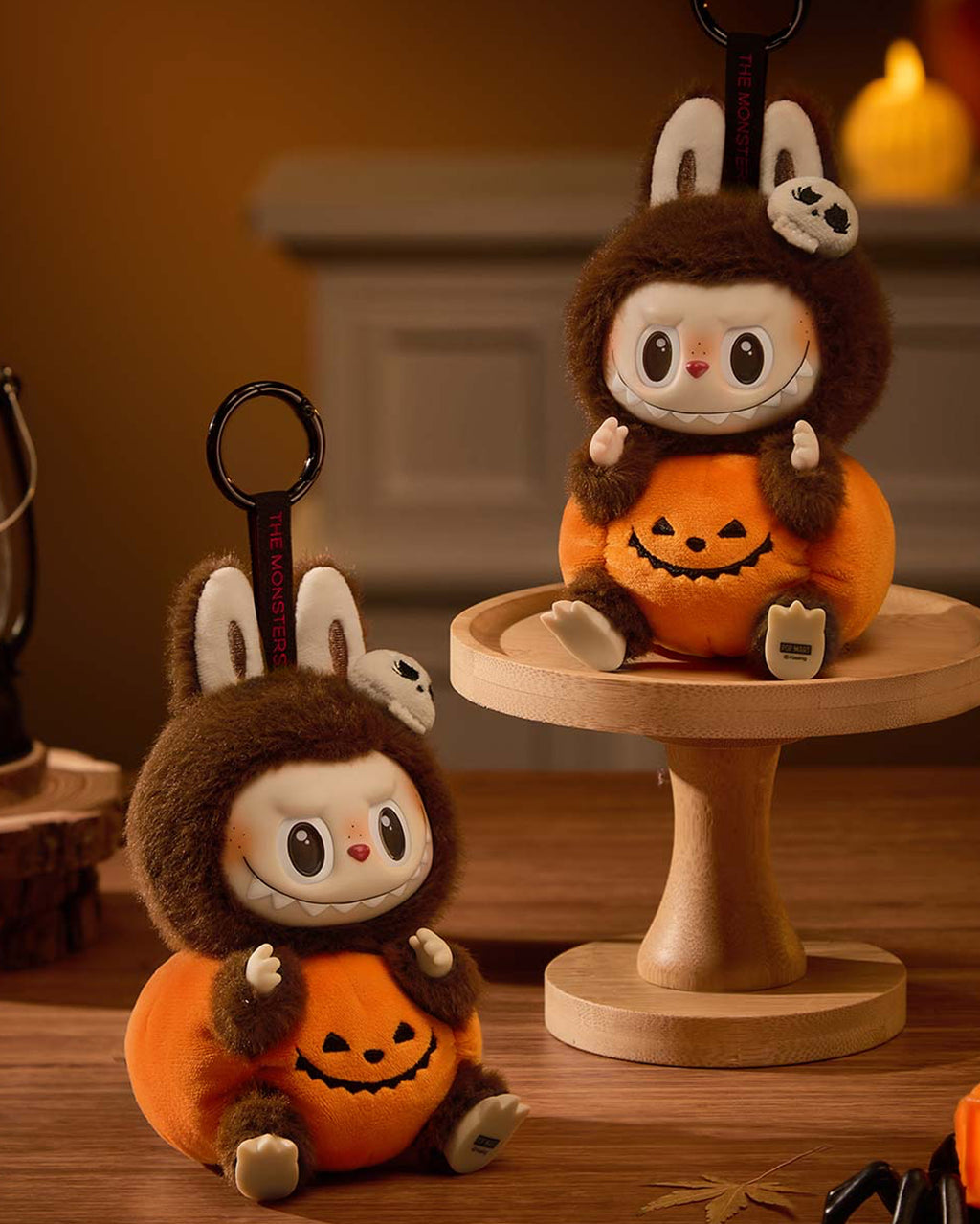 Pop Mart Labubu Happy Halloween Party Series-Sitting Pumpkin Vinyl Plush Pendant