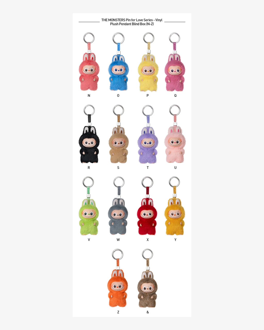 Pop Mart Labubu The Monsters Pin for Love Series Vinyl Plush Pendant (N-Z) Sealed Case (14 Blind Box)