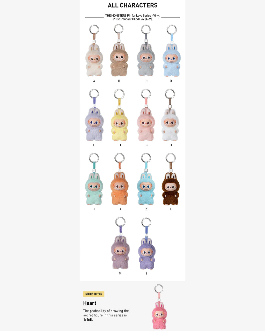 Pop Mart Labubu The Monsters Pin for Love Series Vinyl Plush Pendant (A-M) Single Blind Box