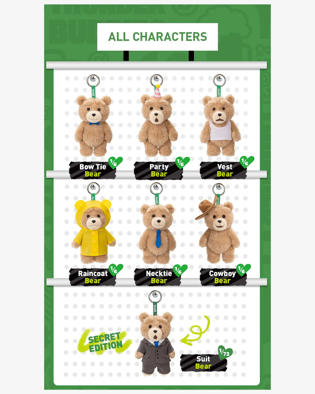 Pop Mart Ted2 Teddy Bear Action Plush Pendant Series Single Blind Box