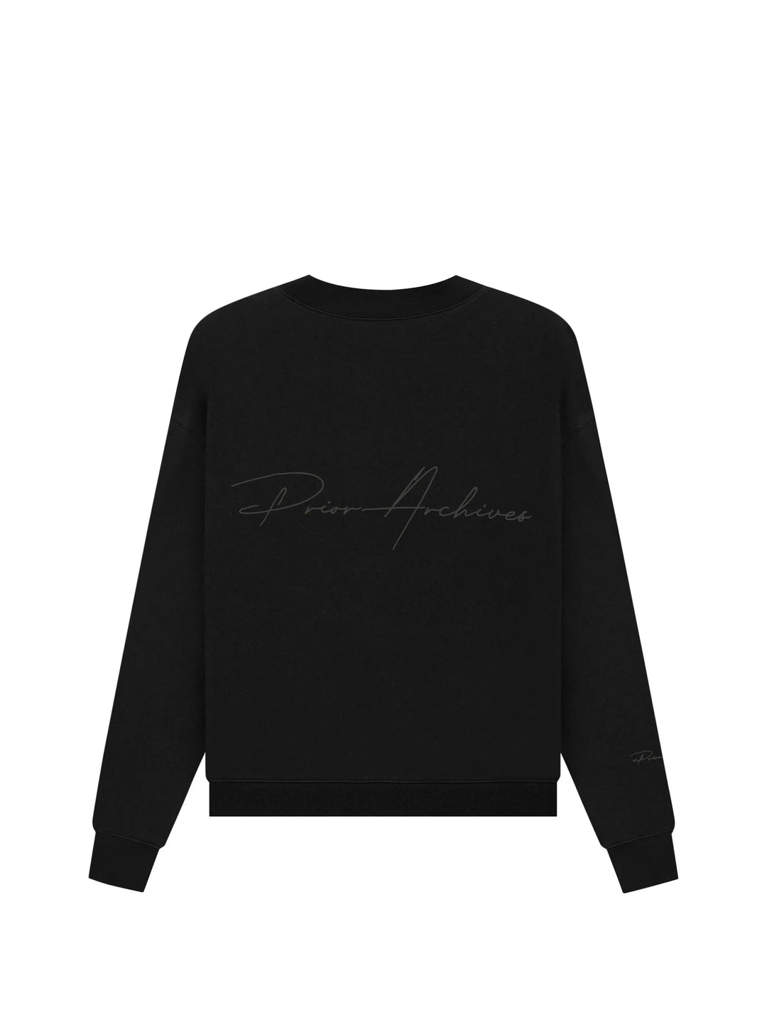 Prior Black Collection Embroidery Logo Oversized Crewneck Sweatshirt Onyx in Auckland, New Zealand - Shop name
