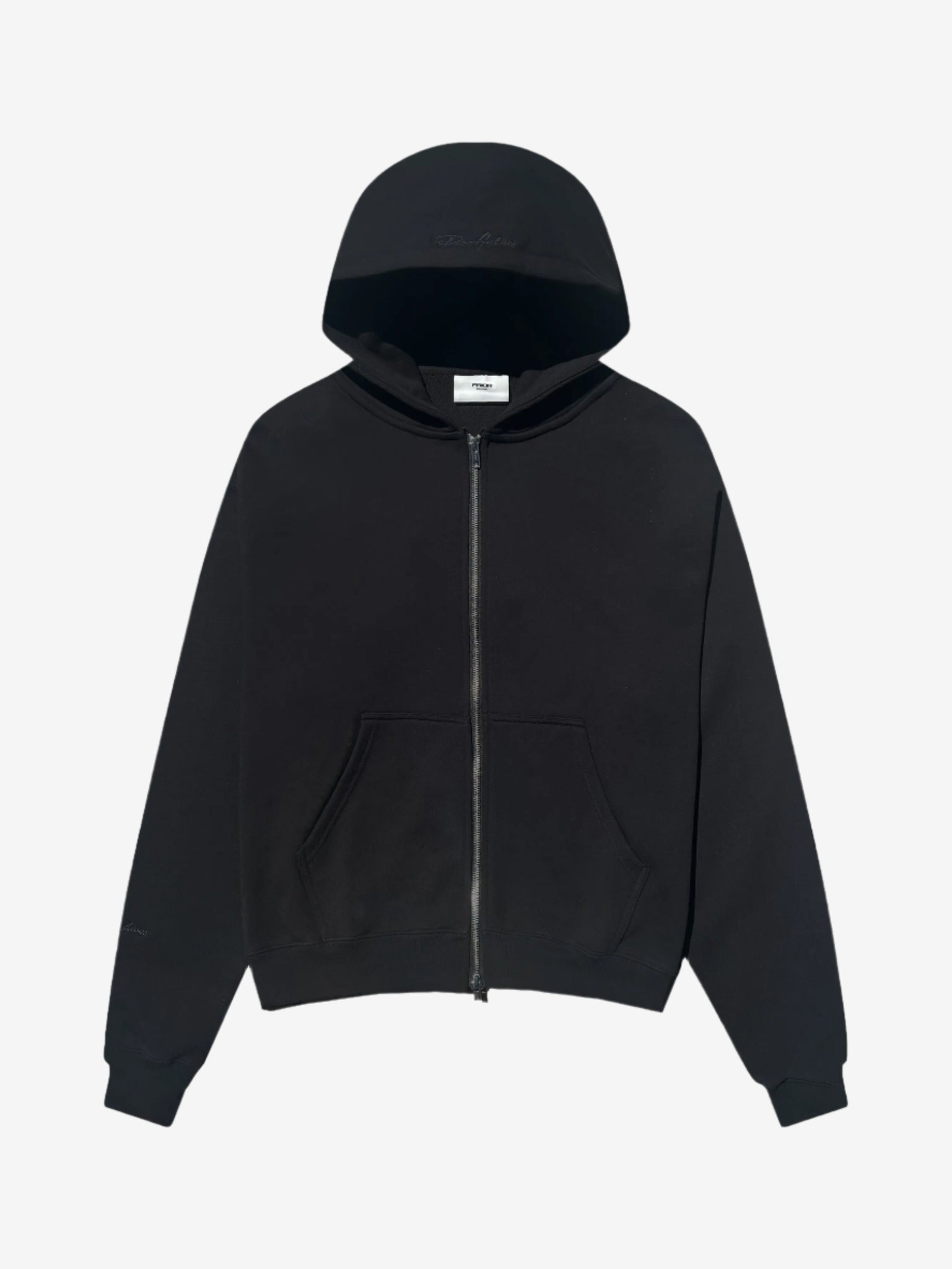 Prior Black Collection Embroidery Logo Oversized Zip-Up Hoodie Onyx in Auckland, New Zealand - Shop name