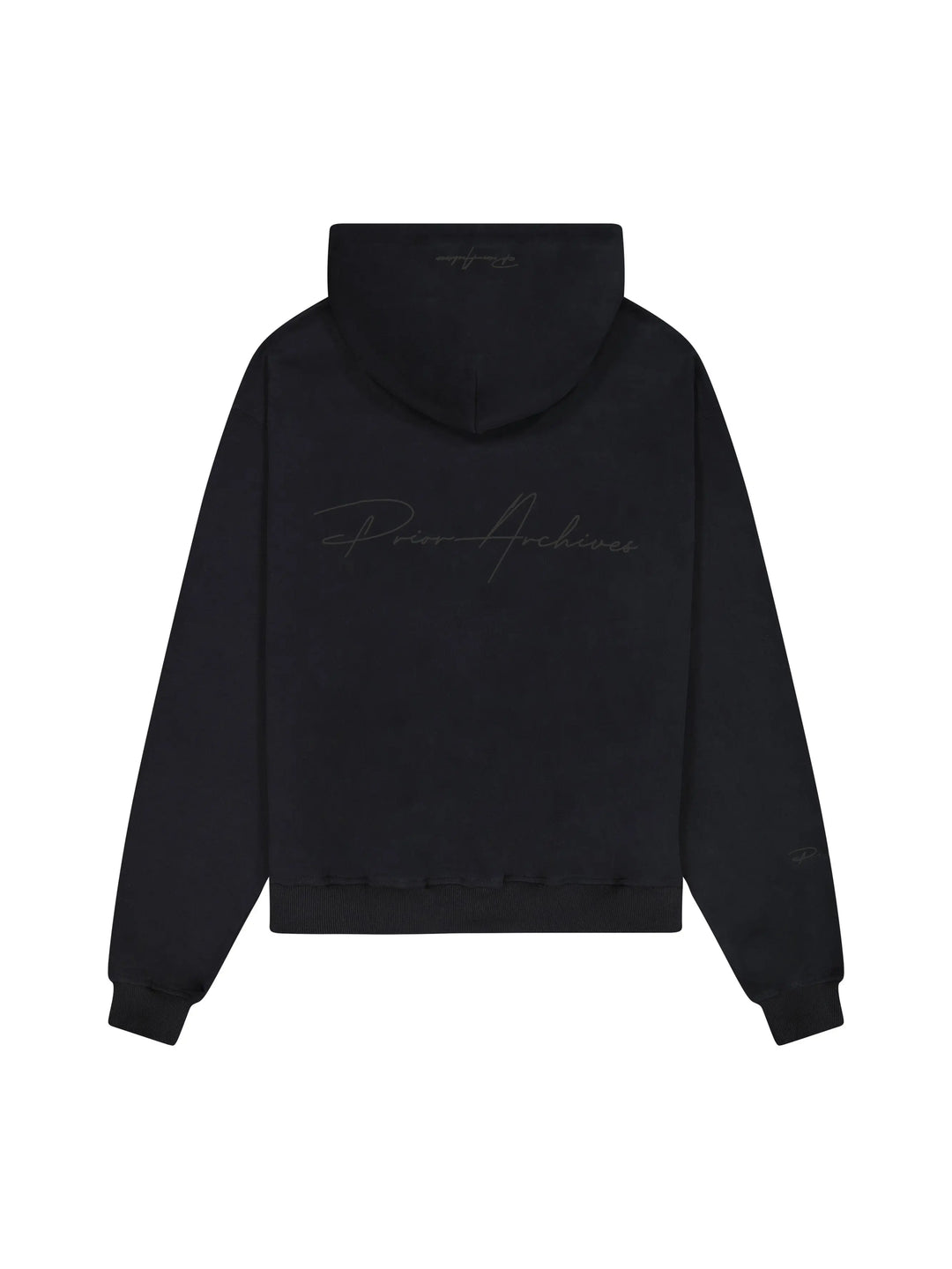 Prior Black Collection Embroidery Logo Oversized Zip-Up Hoodie Onyx in Auckland, New Zealand - Shop name