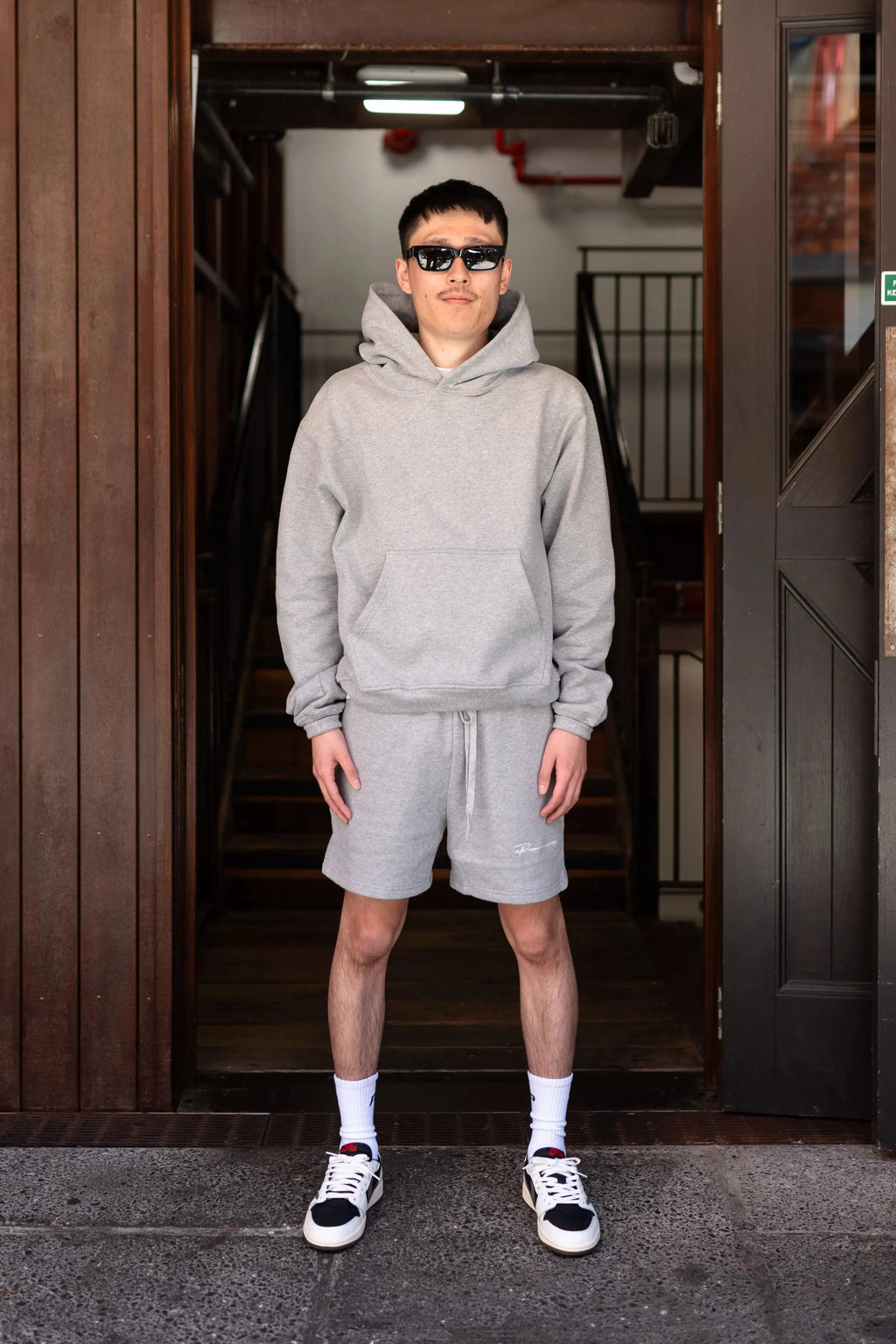 Prior Embroidery Logo Fitted Sweatshorts Sesame - Prior