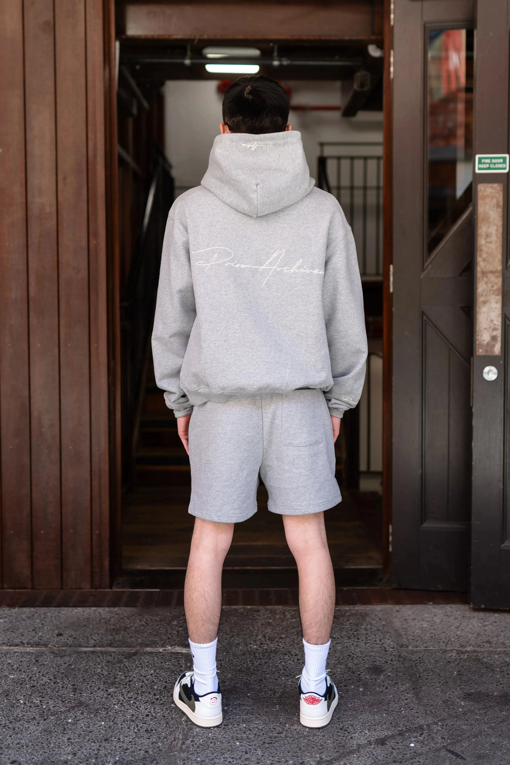 Prior Embroidery Logo Fitted Sweatshorts Sesame - Prior