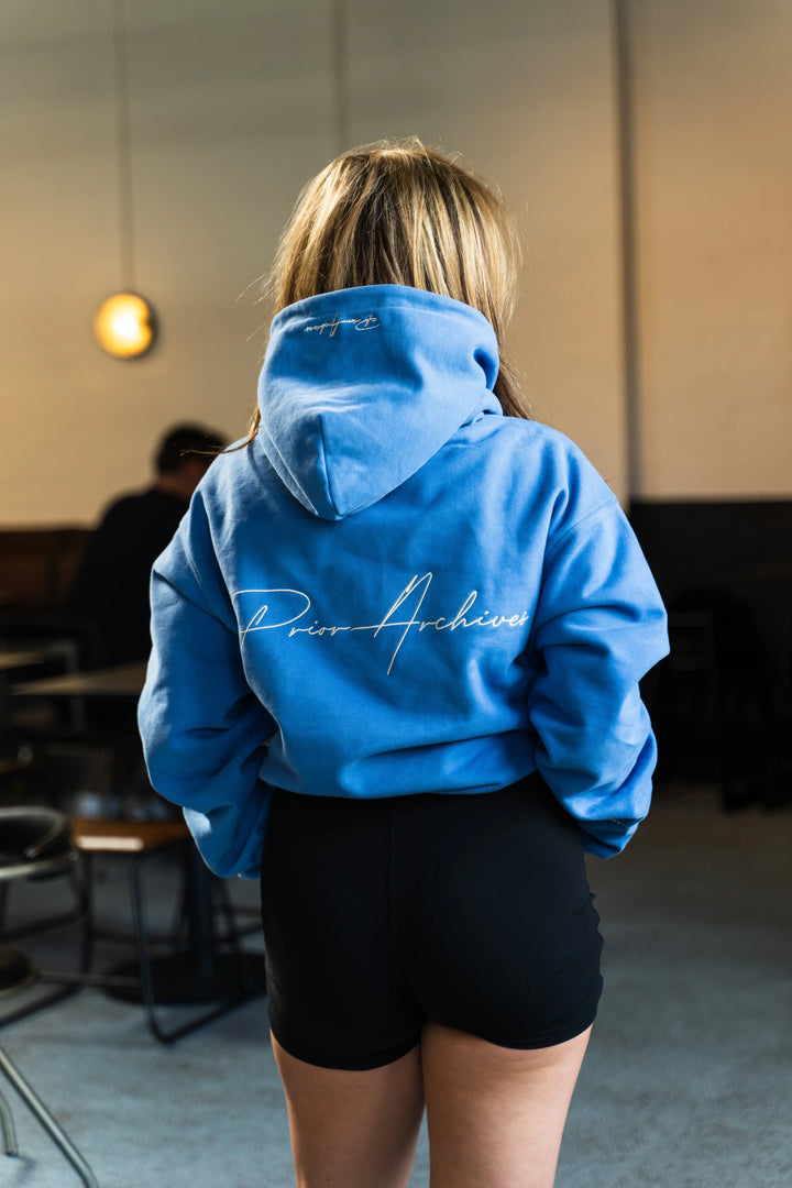 Prior Embroidery Logo Oversized Hoodie Faded Azure in Auckland, New Zealand - Shop name