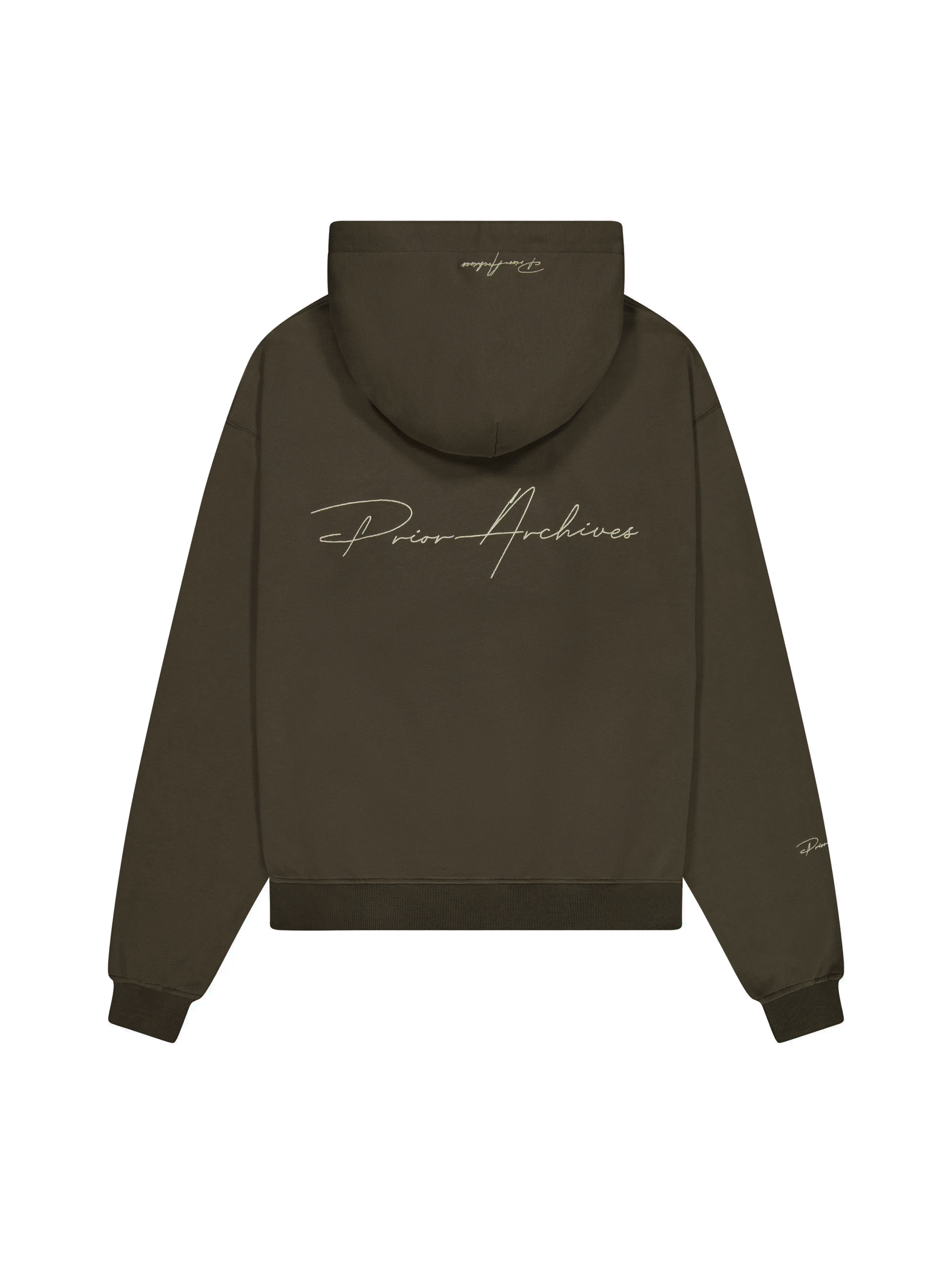 Prior Embroidery Logo Oversized Hoodie Oil - Prior