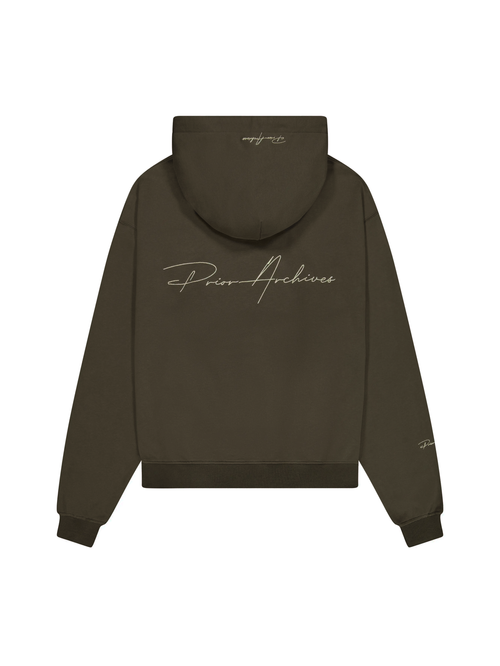 Prior Embroidery Logo Oversized Hoodie Oil - Prior