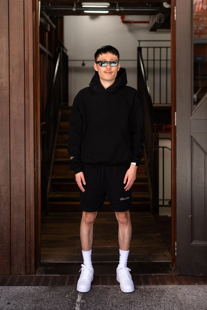 Prior Embroidery Logo Oversized Hoodie Onyx - Prior