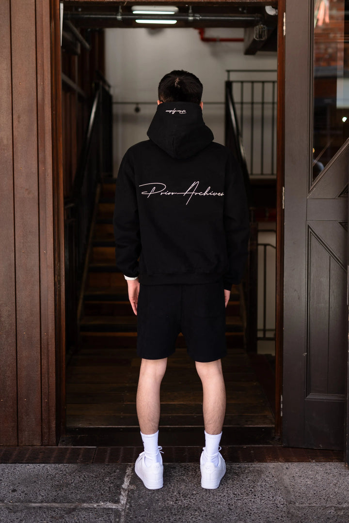 Prior Embroidery Logo Oversized Hoodie Onyx - Prior