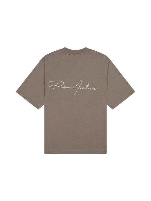 Prior Embroidery Logo Oversized T-shirt Clay Brown in Auckland, New Zealand - Shop name