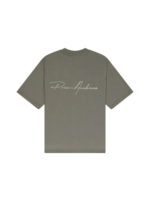 Prior Embroidery Logo Oversized T-shirt Medium Olive in Auckland, New Zealand - Shop name