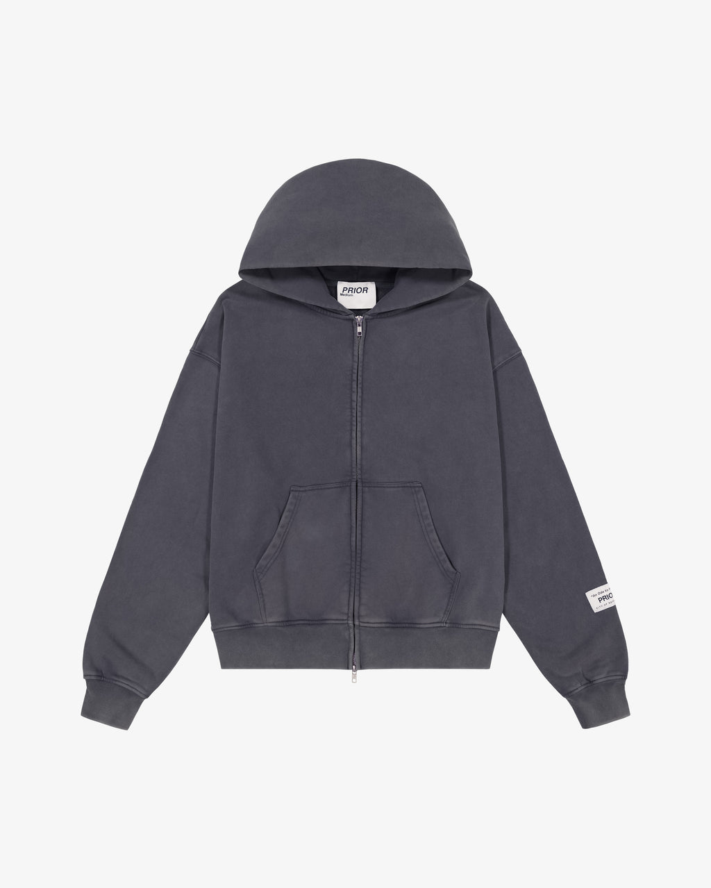 Prior Seoul Collection Double Zip-Up Hoodie Washed Anthracite