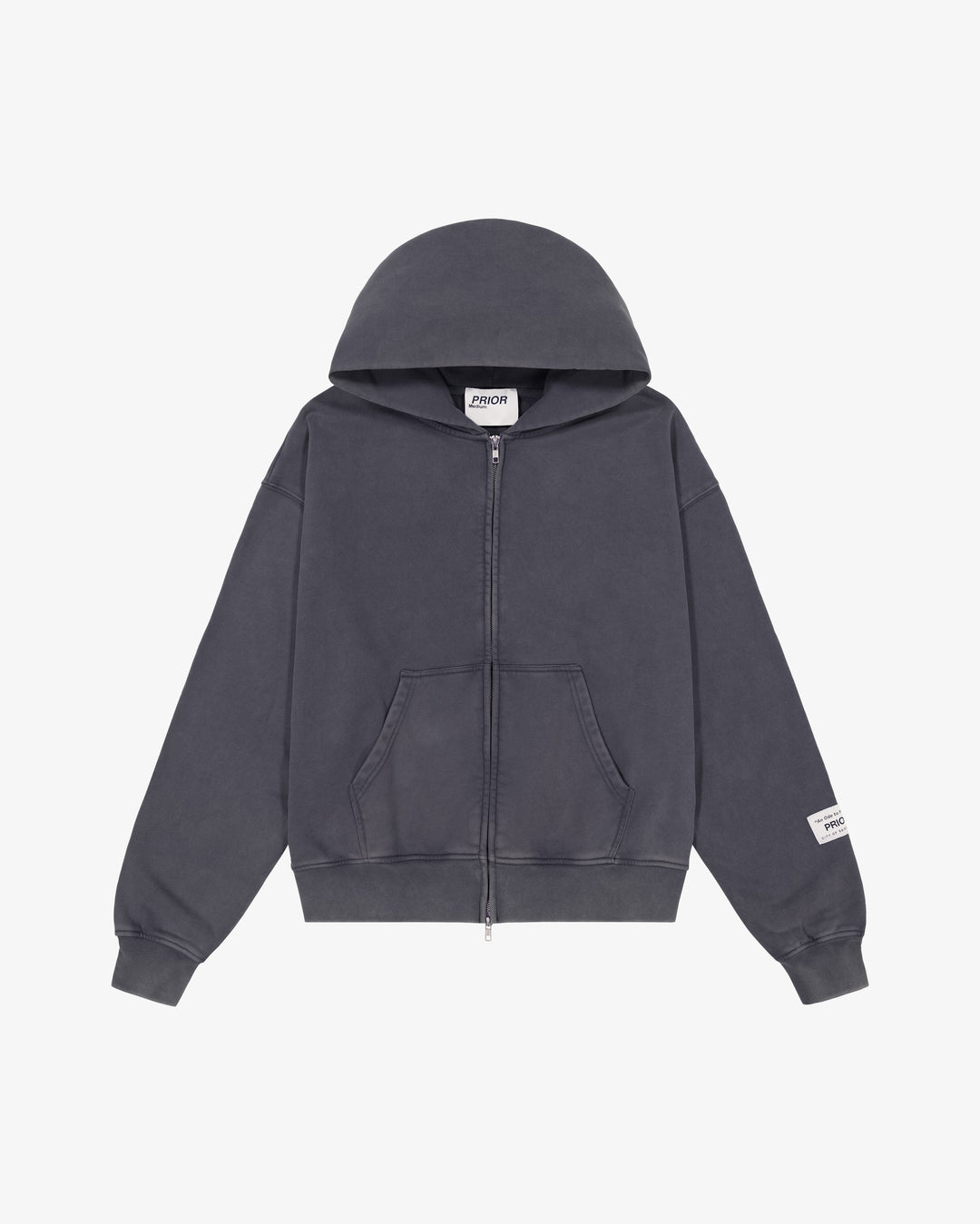 Prior Seoul Collection Double Zip-Up Hoodie Washed Anthracite