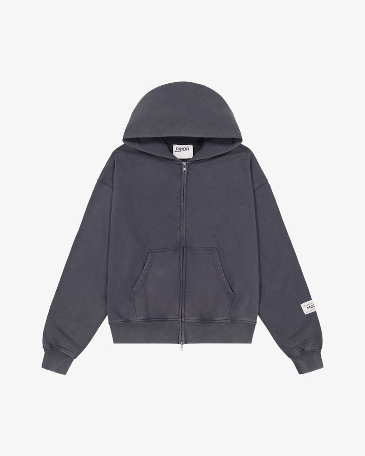 Prior Seoul Collection Double Zip-Up Hoodie Washed Anthracite