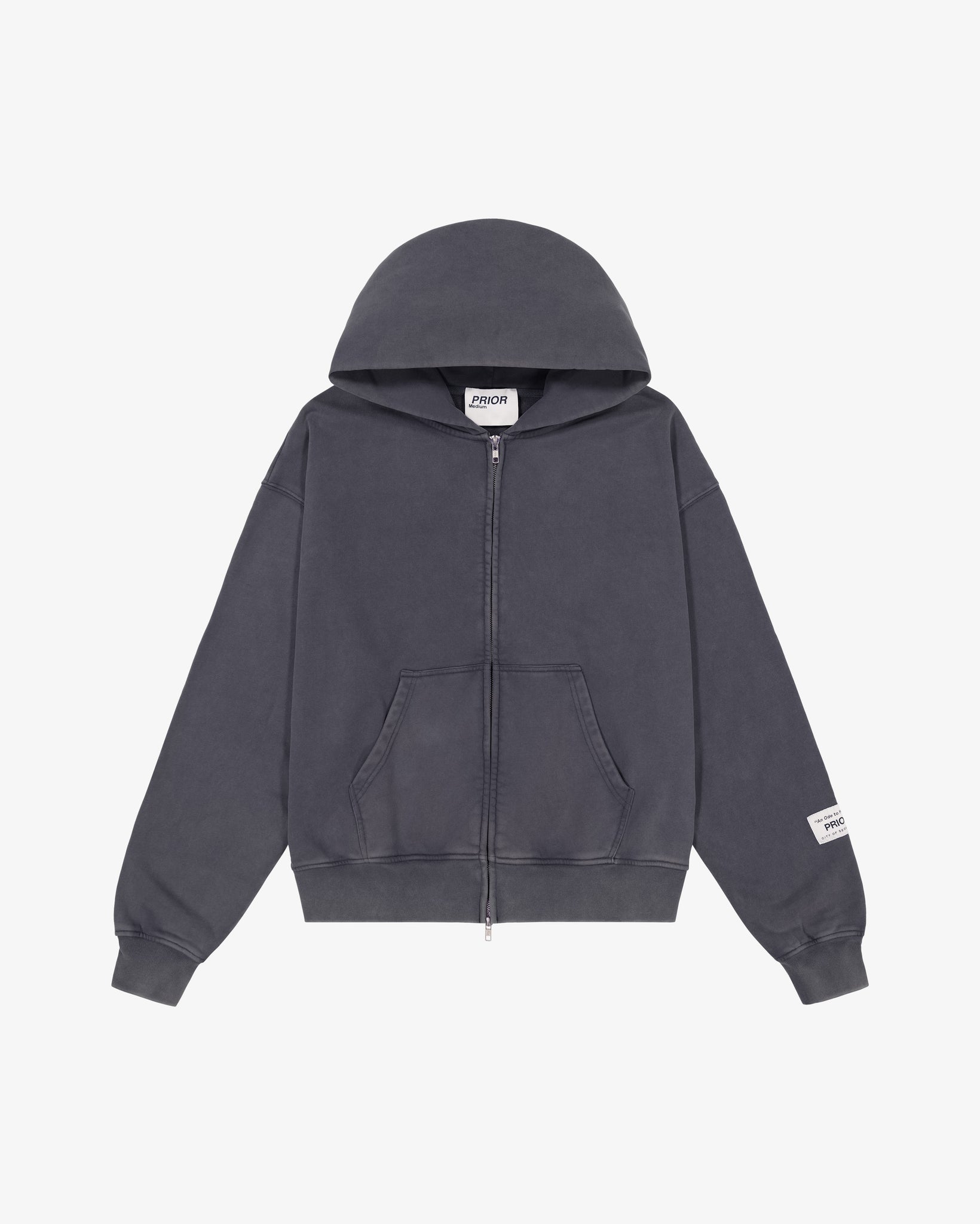 Prior Seoul Collection Double Zip-Up Hoodie Washed Anthracite