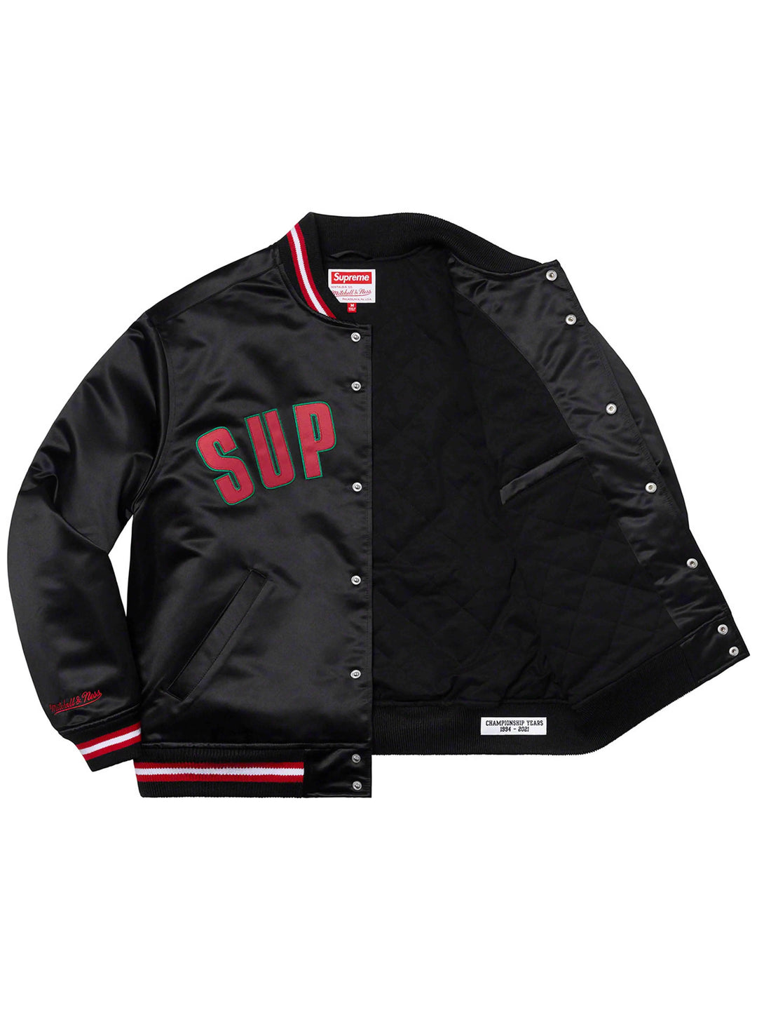 SUPREME MITCHELL & NESS SATIN VARISTY JACKET BLACK [SS21] Prior