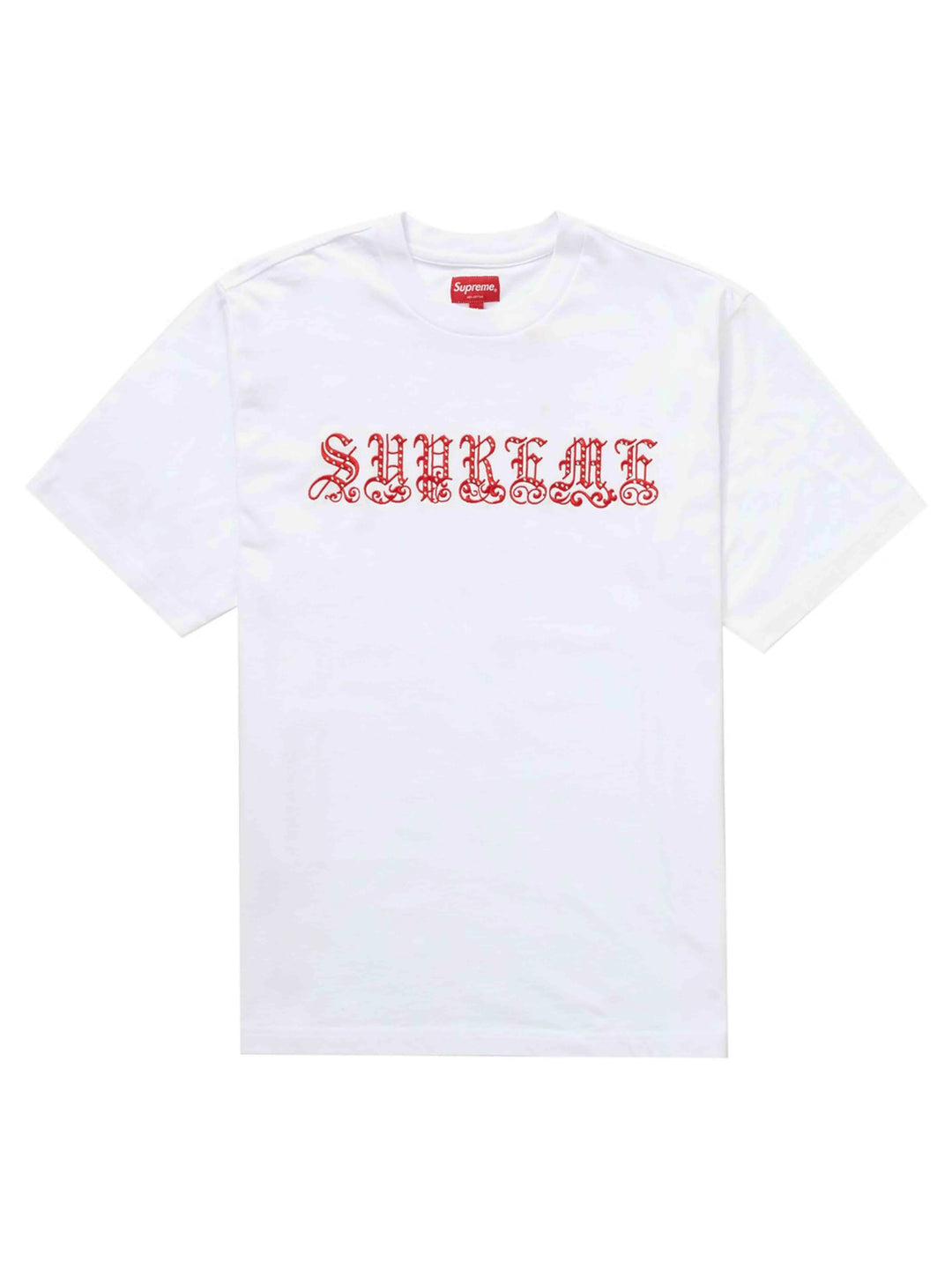 SUPREME OLD ENGLISH RHINESTONE S/S TOP WHITE [SS21] Prior