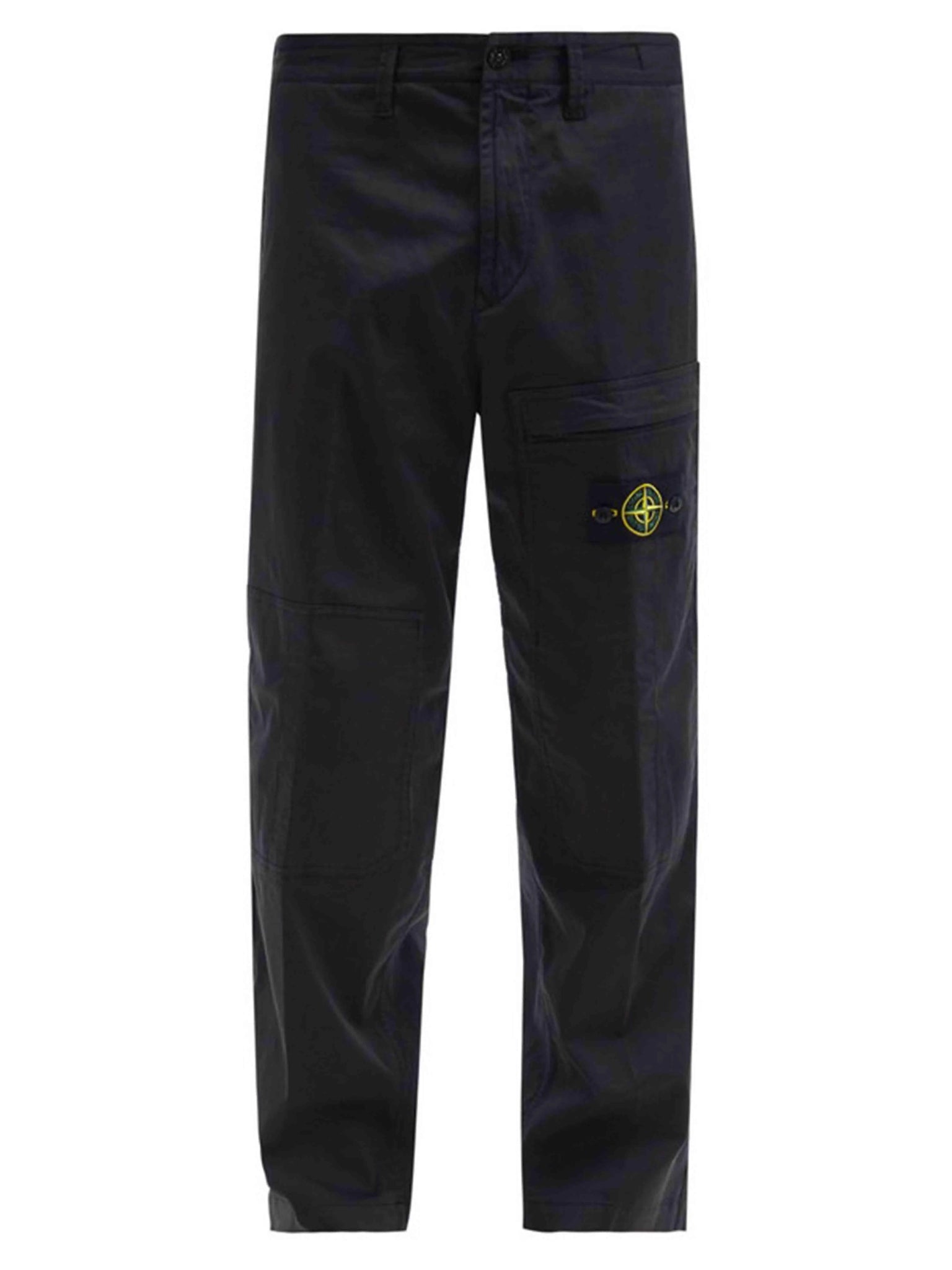 Stone Island Logo-Patch Cotton-Blend Chino Trousers Black Prior