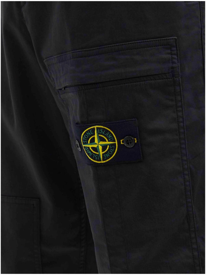 Stone Island Logo-Patch Cotton-Blend Chino Trousers Black Prior