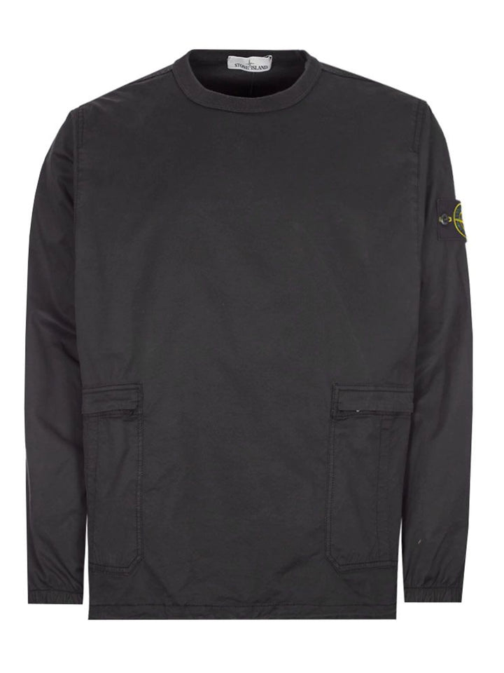 Stone Island Pullover Cotton Twill Crewneck Overshirt Black Prior