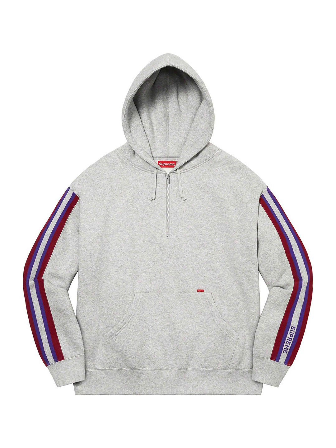 Supreme Half Zip Hooded Sweatshirt Heather Grey Prior