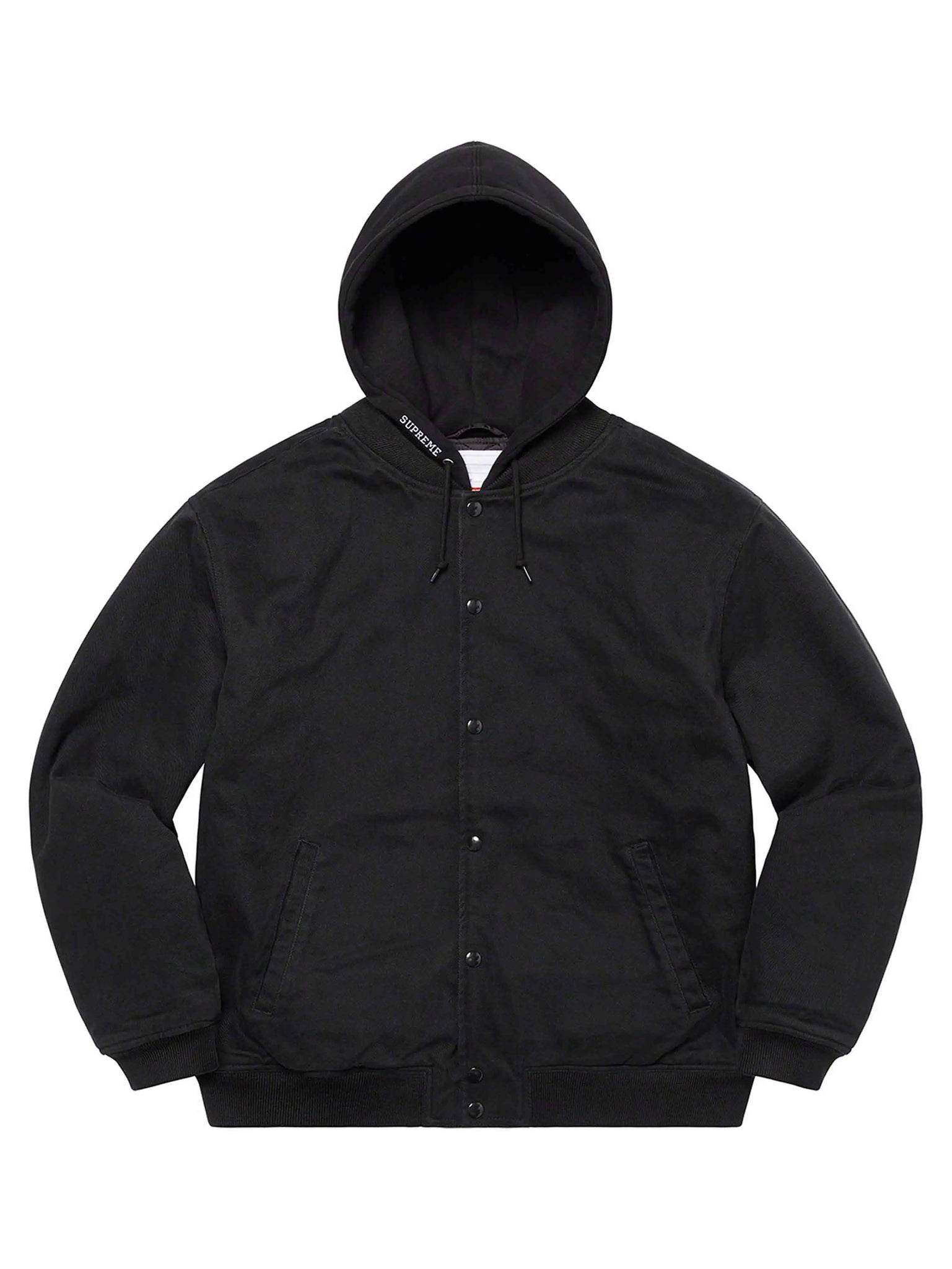 Supreme Hooded Twill Varsity Jacket Black Prior