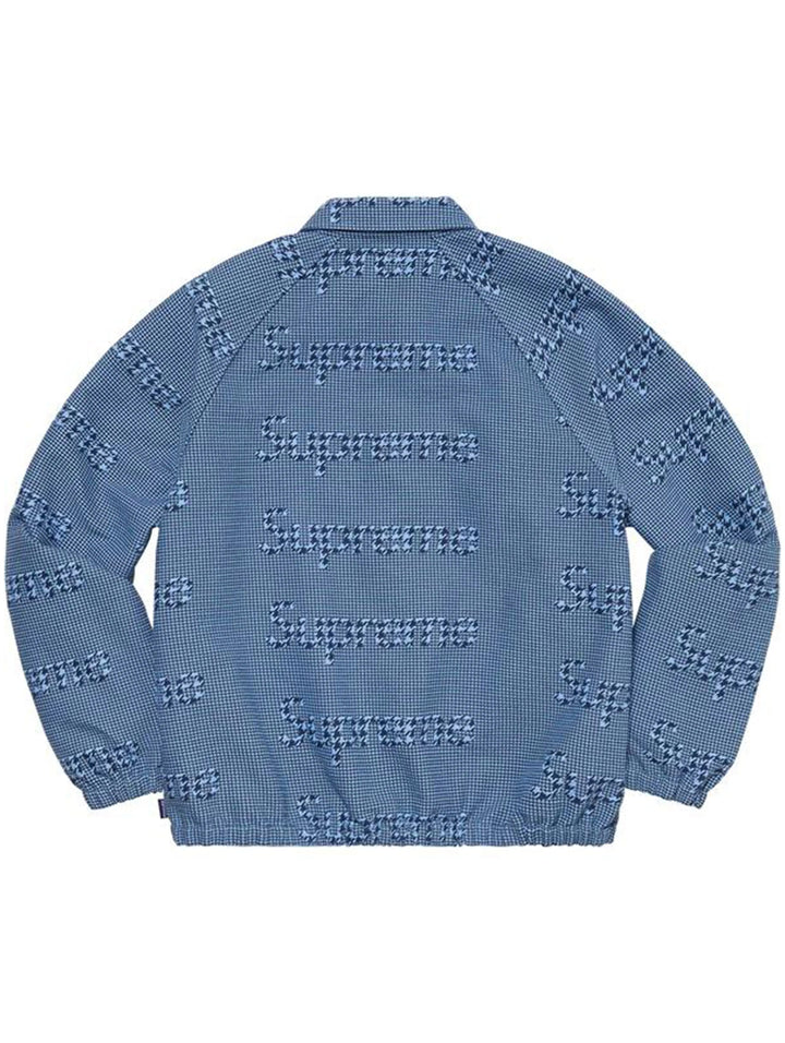 Supreme Houndstooth Logos Snap Front Jacket Blue [FW20] Prior