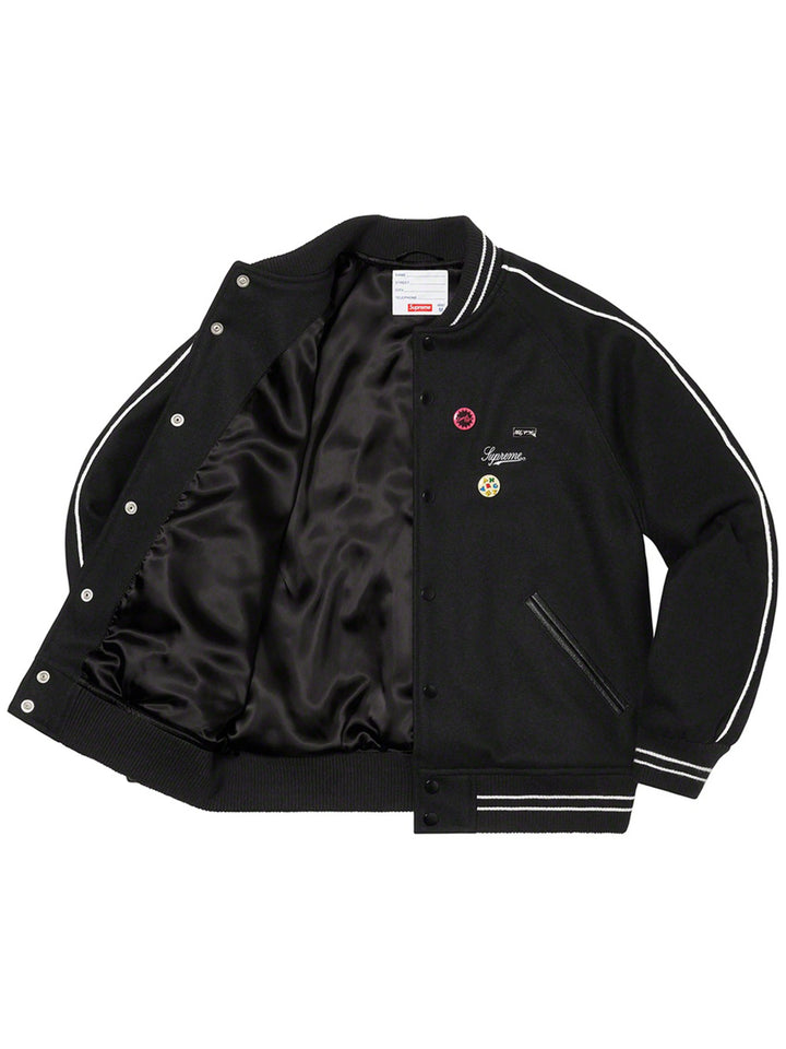 Supreme Jamie Reid It's All Bollocks Varsity Jacket Black [SS21] Prior
