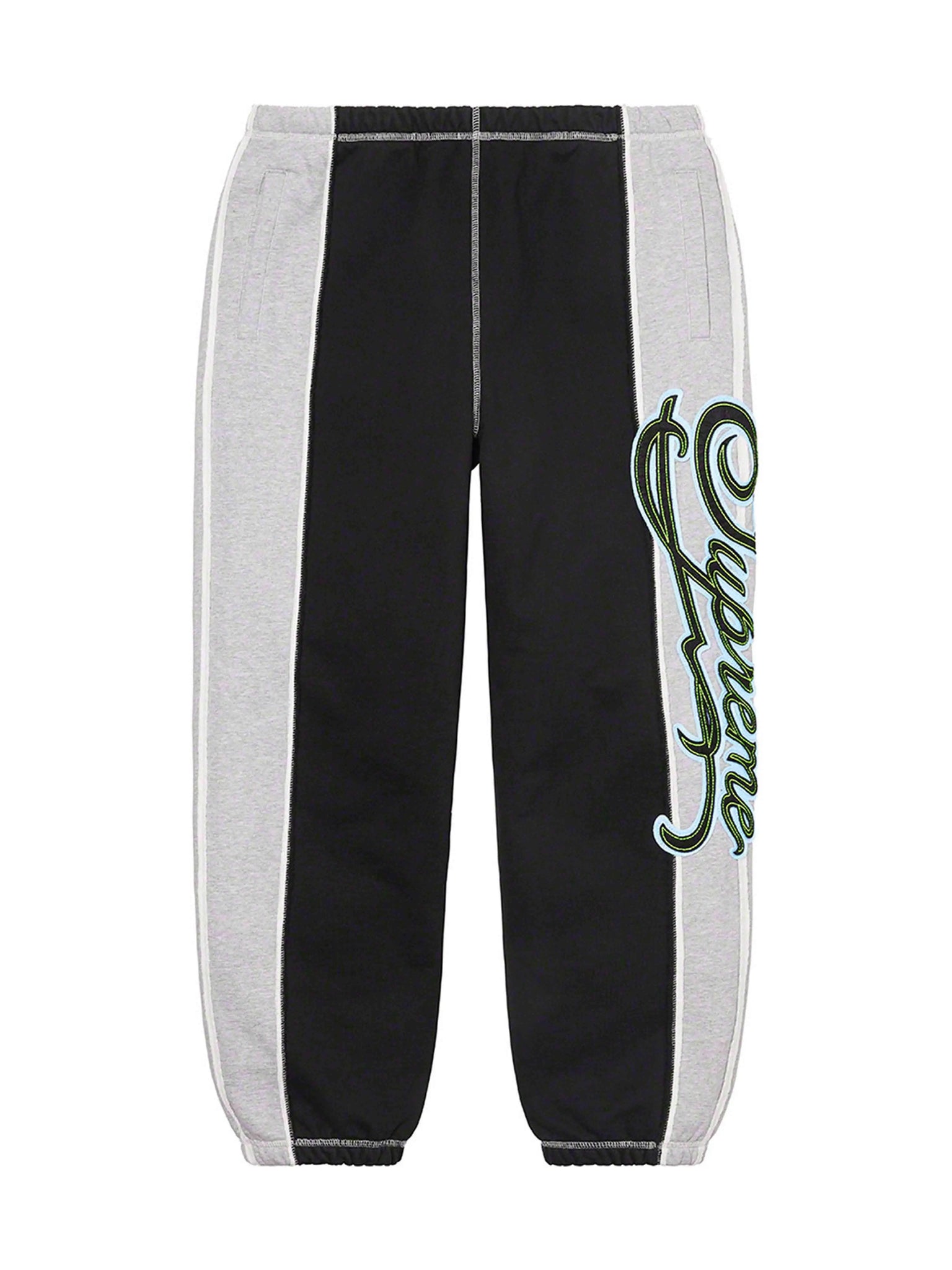 Supreme Paneled Script Sweatpants Black [SS21] Prior