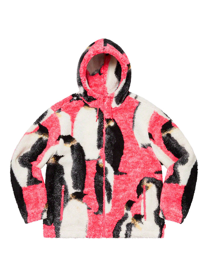 Supreme Penguins Hooded Fleece Jacket Pink [FW20] Prior